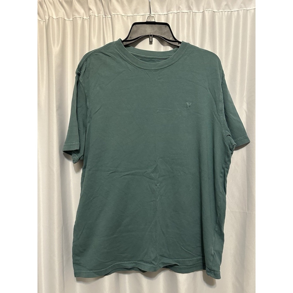 American Eagle T-shirt Size L Pullover Short Sleeve Green Logo Cotton Standard